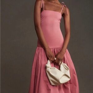 Rose Pink Tie-Strap Midi Dress